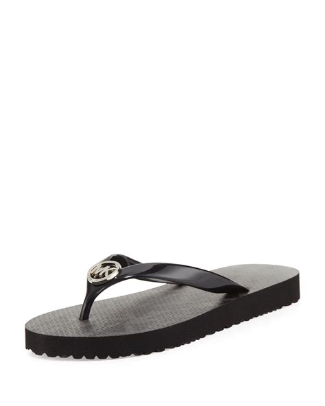 michael kors black patent flip flops|Michael Kors flip flops marshalls.